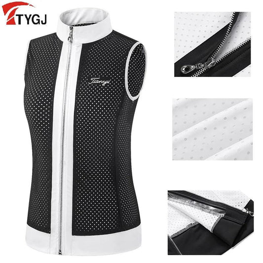 Women Breathable Golf Tank Tops Ladies Zipper Collar Sleeveless - The Sweet Spot